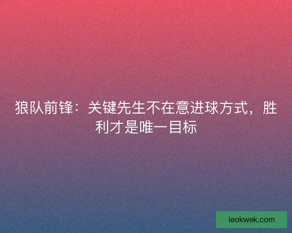 狼队前锋：关键先生不在意进球方式，胜利才是唯一目标