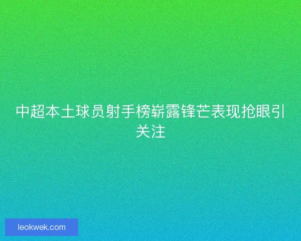中超本土球员射手榜崭露锋芒表现抢眼引关注